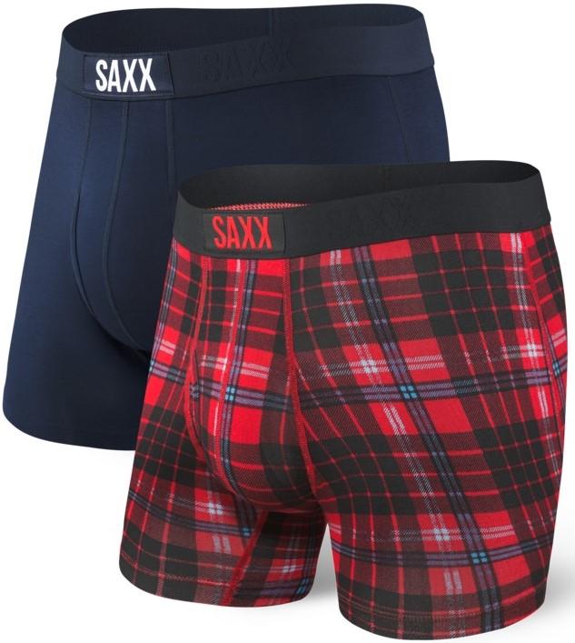 SAXX Ultra Boxer Brief Fly 2 Pack Boxers SAXX S Red Tartan/Navy 