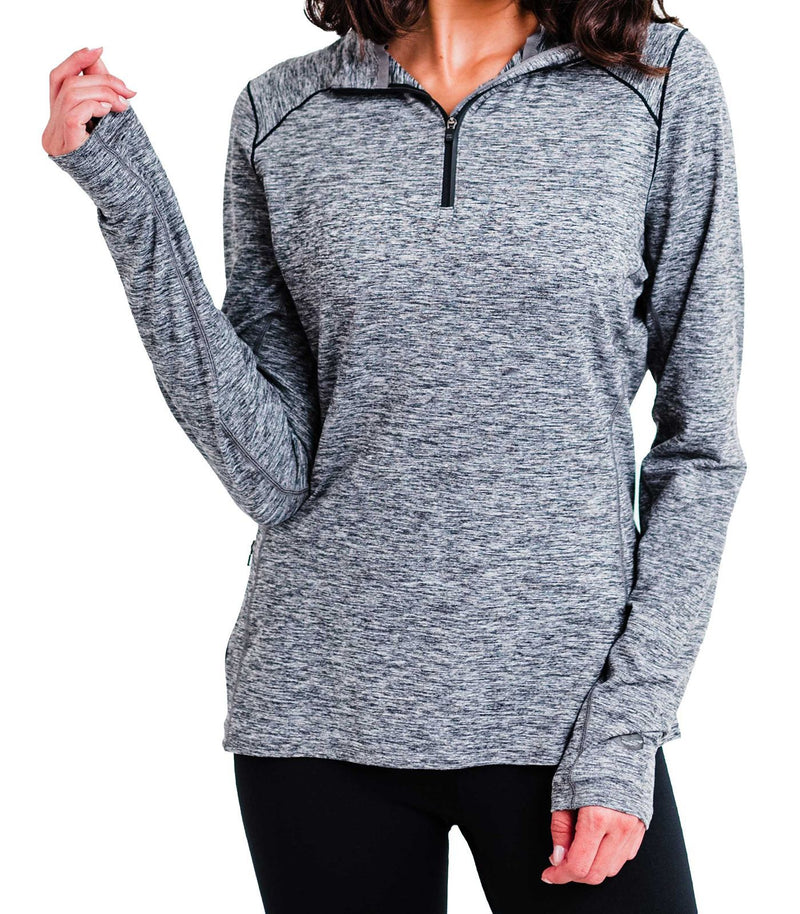 Hot Chillys' Women's Clima-Tek Zip-T Base Layers Hot Chillys' Grey Heather X-Small 