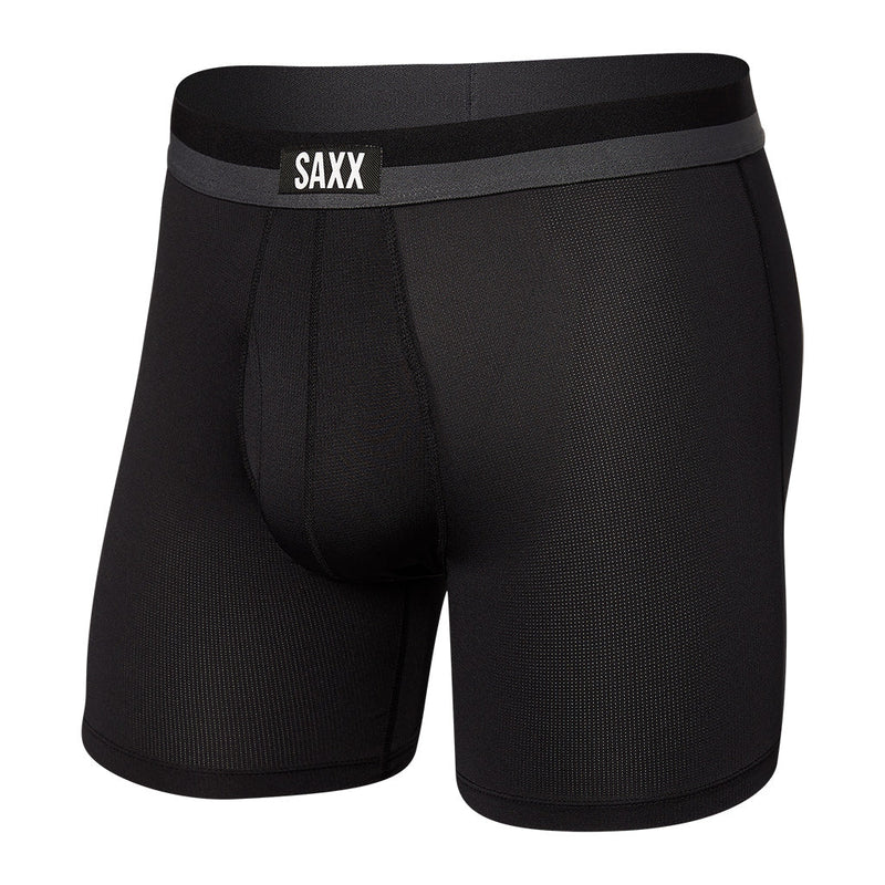 Black SAXX Men's Sport Mesh Boxer Brief with Fly