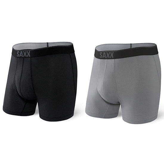 Black/Dark Charcoal SAXX Men's Quest Boxer Brief with Fly - 2 Pack