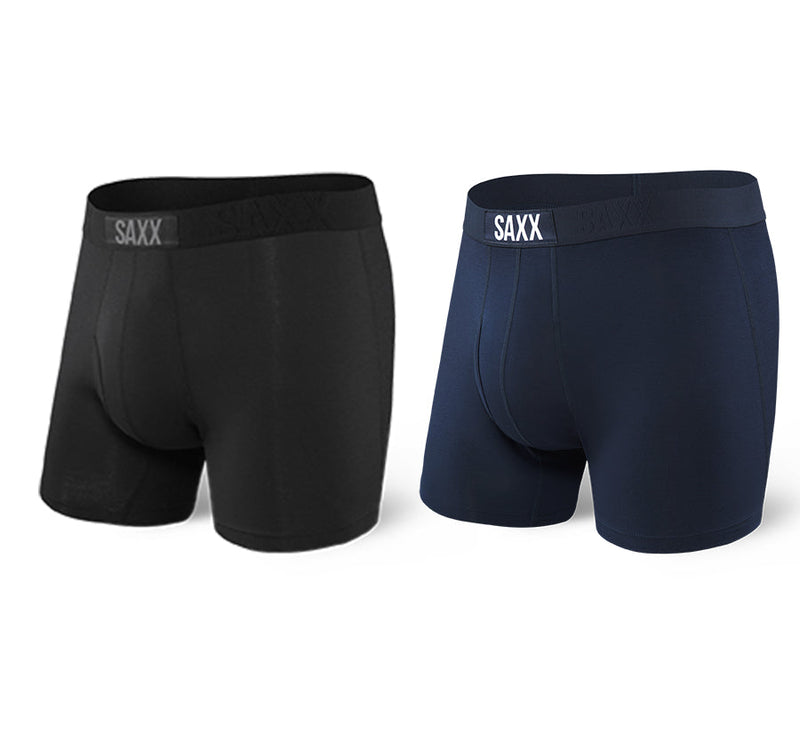 Black/Navy SAXX Men's Ultra Boxer Brief with Fly - 2 Pack