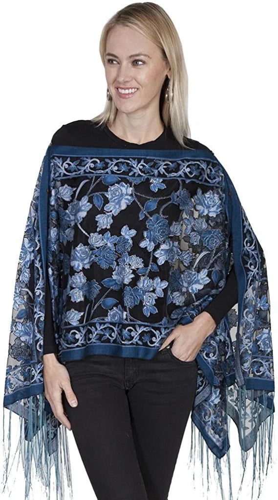 Scully Paisley Burnout Scarf Scarves Scully Blue One 