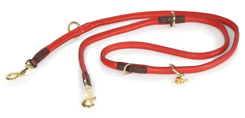 Shires Digby & Fox Rolled Leather Dog Training Lead Dog Collars & Leashes Shires Equestrian Red 