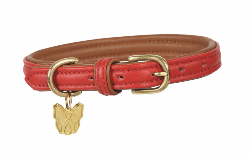 Shires Digby and Fox Padded Leather Dog Collar Dog Collars & Leashes Shires Equestrian Red Medium/Large 