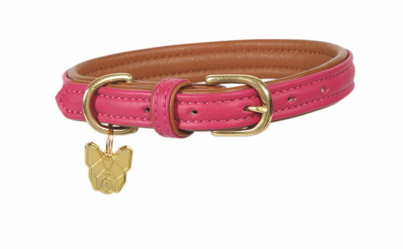 Shires Digby and Fox Padded Leather Dog Collar Dog Collars & Leashes Shires Equestrian Pink Medium/Large 