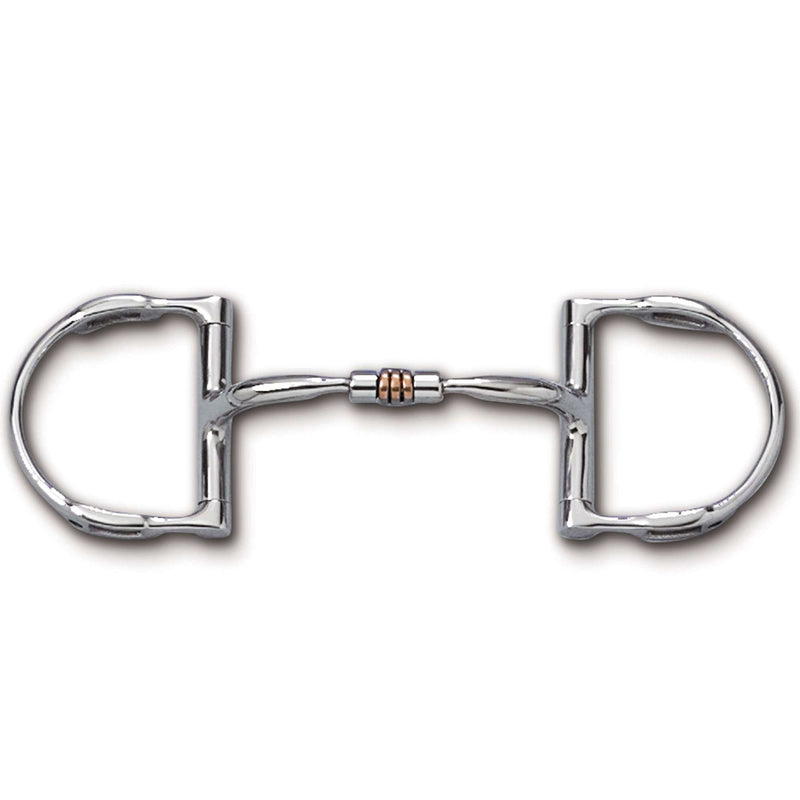 Myler Dee with Hooks with Stainless Steel Comfort Snaffle with Copper Roller English Bits Myler 5" Stainless Steel 