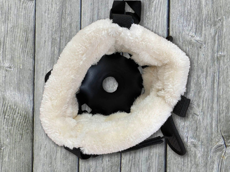 Inside of Black BasEQ Classic Fleece Lined Muzzle Grazing Muzzles One Stop Equine Shop Pony