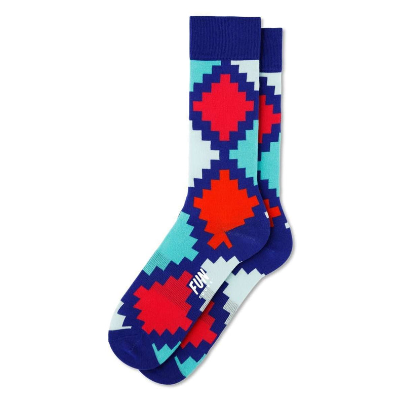 Fun Socks Men's Geo Check Socks Socks Fun Socks Blue/Red/Turquoise 