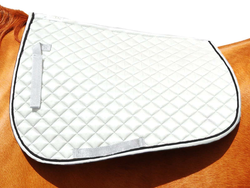 BasEQ Diamond Quilt Saddle Pad with Piping Saddle Pads One Stop Equine Shop White/Black Horse 