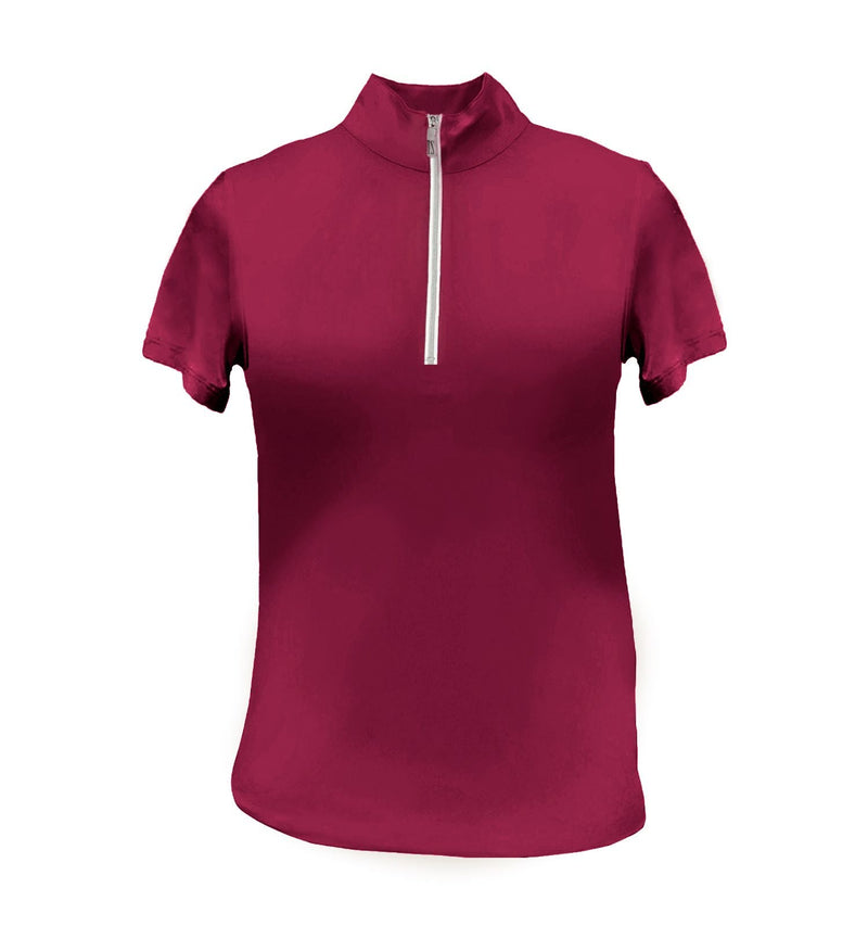 Tailored Sportsman Women's Icefil Zip Top Short Sleeve Shirt Technical Shirts Tailored Sportsman Small Claret/Silver 