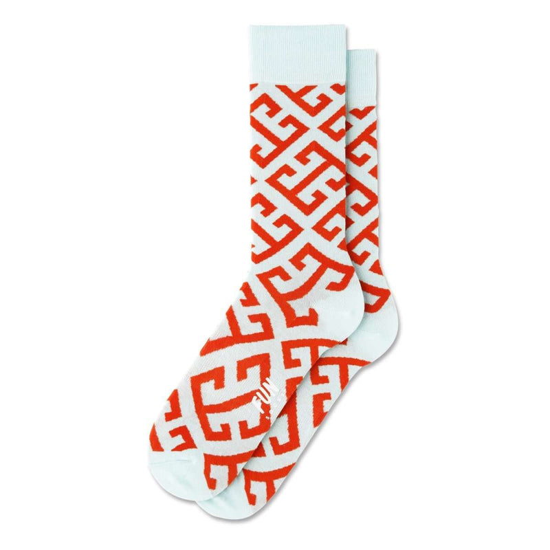 Fun Socks Men's Key Geo Socks Socks Fun Socks Aqua/Red 