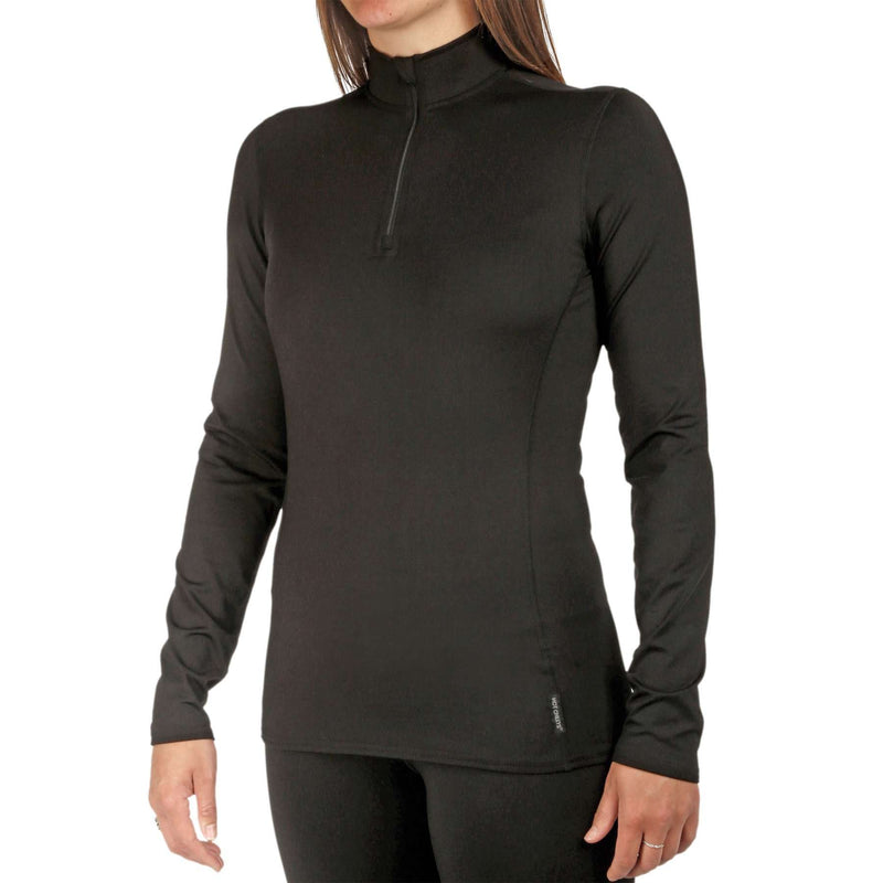 Hot Chillys' Women's Micro-Elite Chamois Zip-T Base Layers Hot Chillys' XS Black 