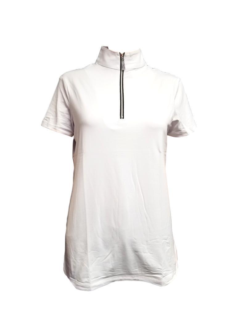 White/Silver Tailored Sportsman Icefil Zip Top Short Sleeve Shirt Womens Shirt