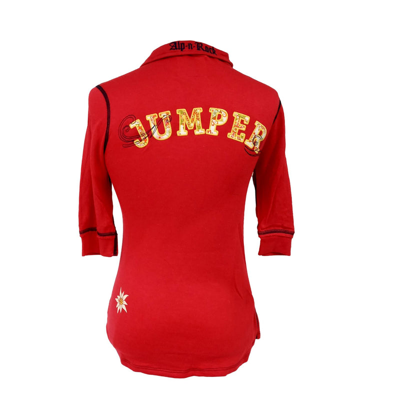 Back Side of Alp n Rock Jumper Ladies Raspberry Polo Short Sleeve English Show Shirts