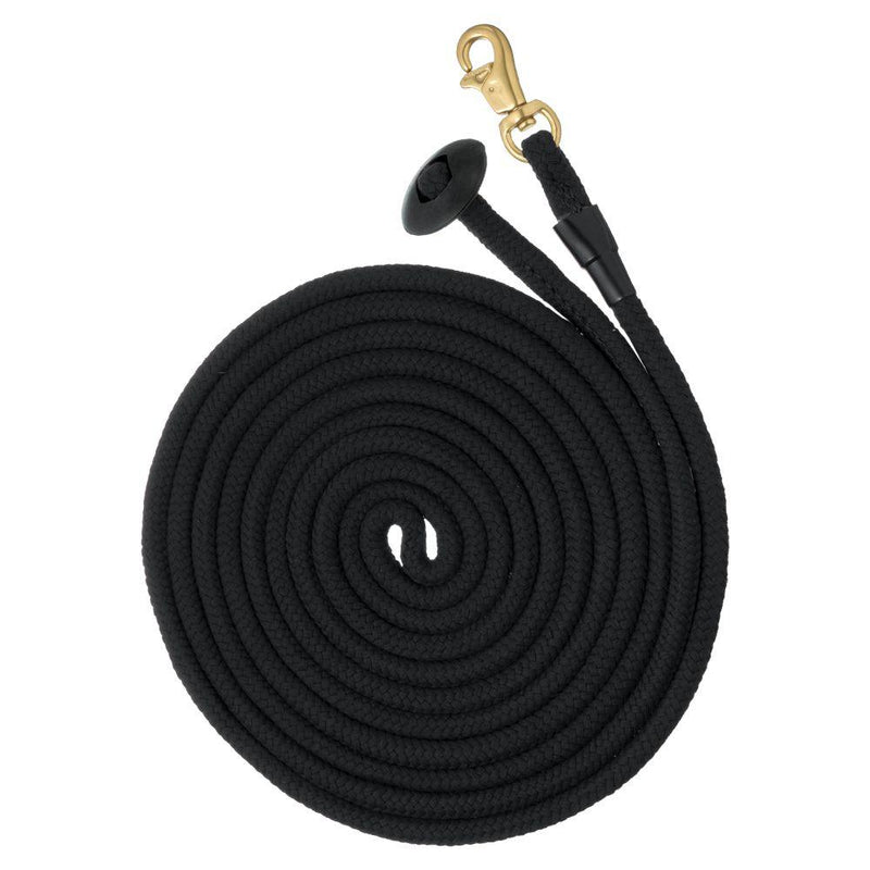 Black Tough 1 Rolled Cotton Lunge Line with Solid Brass Snap Lunging Systems JT International