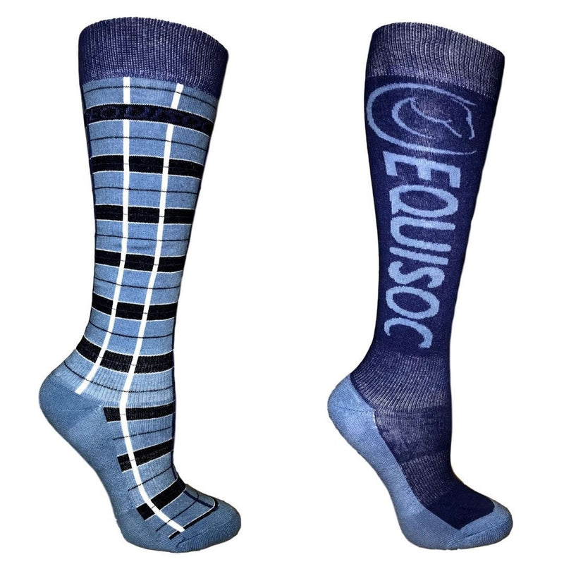 EquiSoc Ladies Boot Socks 2 Pair Set Socks EquiSoc Plaid Light Blue/Royal 