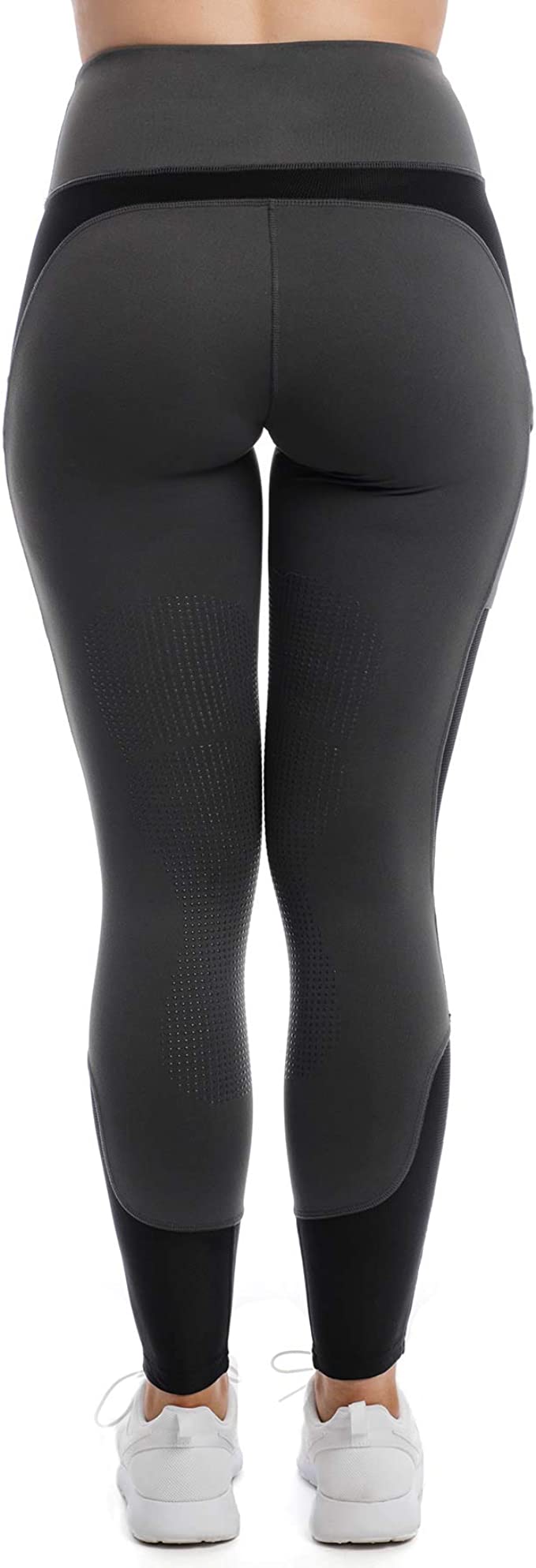 Back view of Charcoal Horseware Women's Silicon Riding Tights
