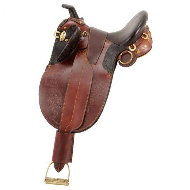 Brown Australian Outrider Collection Stock Poley Saddle with Horn Australian Tack