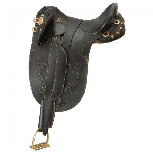 Black Australian Outrider Collection Stock Poley Saddle without Horn Australian Tack
