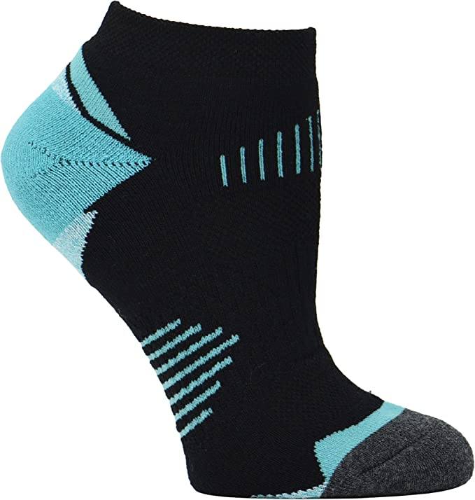 Khombu 4723 Women's Outdoor MX Dry Quarter Socks - 2-Pack Socks Black/Aqua 4-10