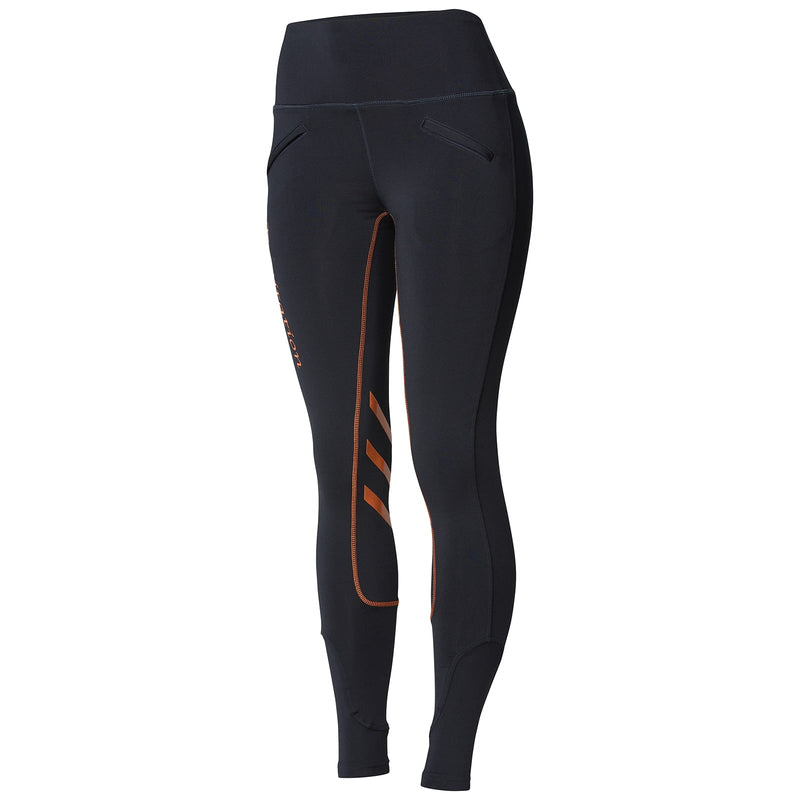 Dark Blue/Orange Front Horze Women's Colored Silicone Full Seat Riding Tights