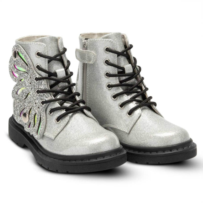 Pair of Silver Lelli Kelly Ali Di Fata Butterfly Midrise Boot English Paddock Boots