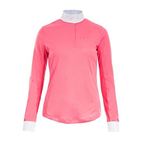 HORZE Blaire Ladies UV Ice Fit Long Sleeve Show Shirt, Red, 10 Long Sleeve English Show Shirts Horze Pink 4 