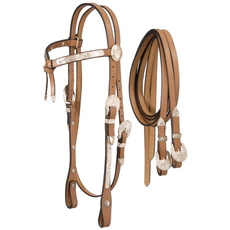Royal King Full Silver Show Futurity Brow Headstall English Bridle Accessories JT International Light Oil 