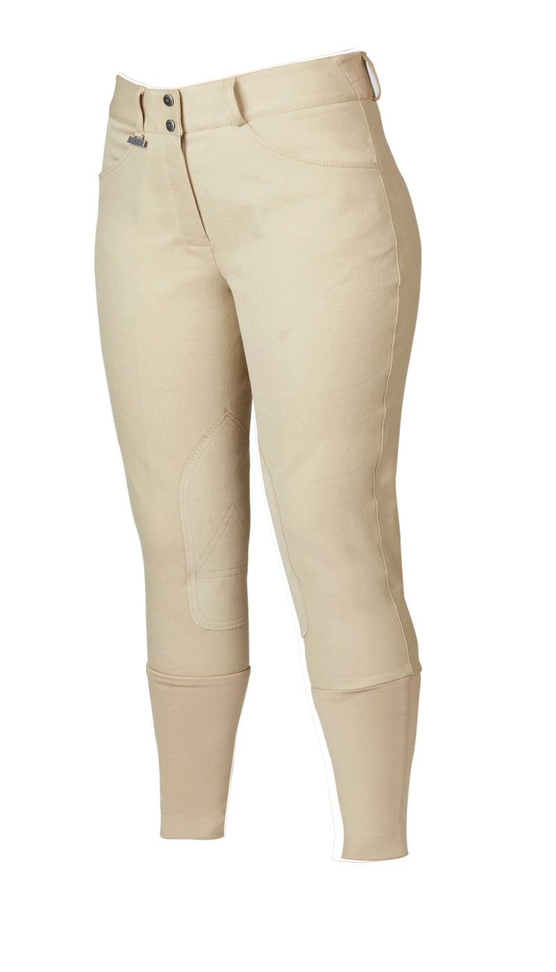 Dublin Active Shapely Ladies Euro Seat Front Zip Breeches Knee Patch Breeches Dublin 