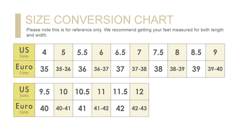 Size Chart - Shop by your Shoe Size and Width
