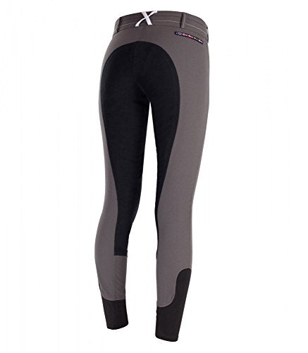 Back side of Paloma Grey/Black Horze Supreme Grand Prix Women's Full Seat Breeches with Special Stitches