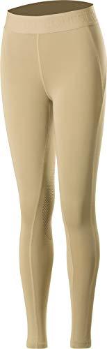 Horze Kid's Madison Knee Patch Tights - Silicone Grip Knee Patch Breeches Horze Tan US X-Large (EU 160) 