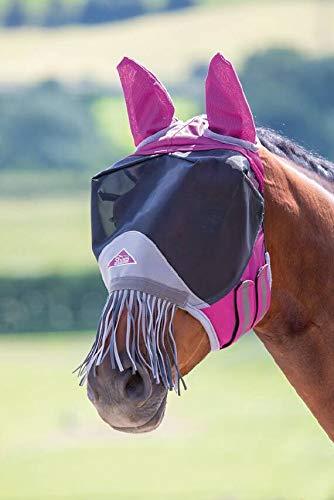 Shires Deluxe Fly Mask with Nose Fringe Fly Masks Shires Equestrian Burgundy Cob 