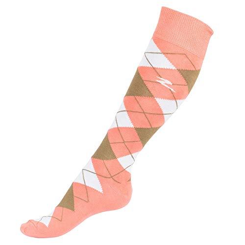Horze Alana Checked Summer Socks Socks Horze Peach Pink/Brown US Women's 8.5-10 (EU 39-41) 