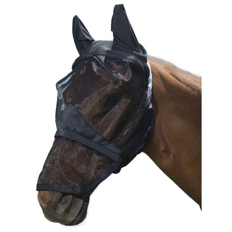 Black Tough 1 Deluxe Comfort Mesh Fly Mask with Mesh Nose