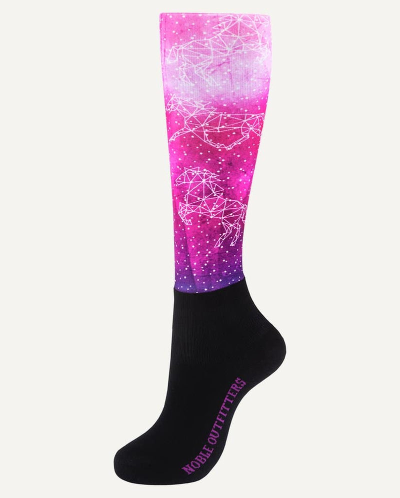 Noble Equestrian Women's Printed Peddies Over The Calf Socks Socks Noble Equestrian Pink Night One Size 