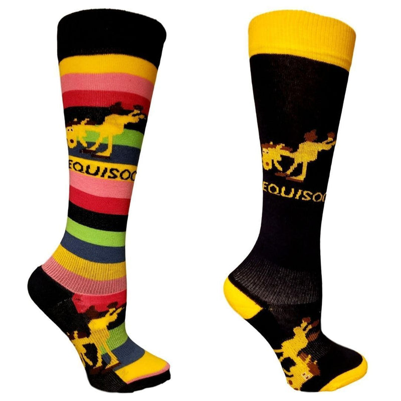 EquiSoc Kids Boot Socks 2 Pair Set Socks EquiSoc Multicolored Stripe 