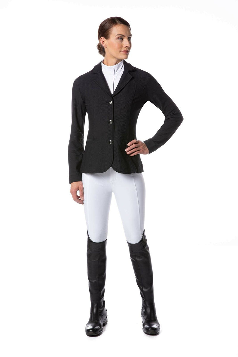 Lady wearing Kerrits Affinity Women's IceFil Knee Patch Breeches