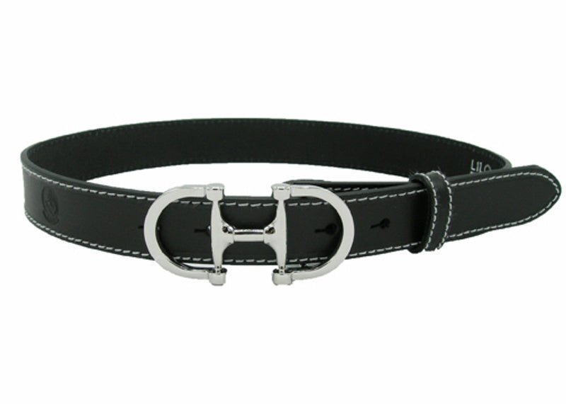 LILO Collections Bilbao 1.25" Bit Leather Belt Belts Lilo Belts 28 Black/Black/Silver 