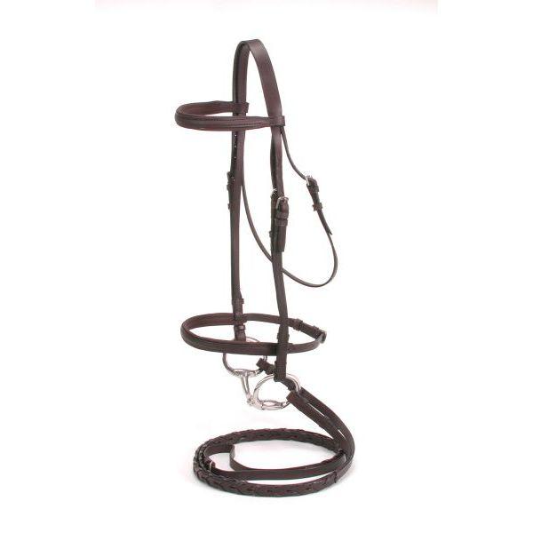 Silver Fox Padded Snaffle Bridle with Reins Black English Bridles JT International Brown 
