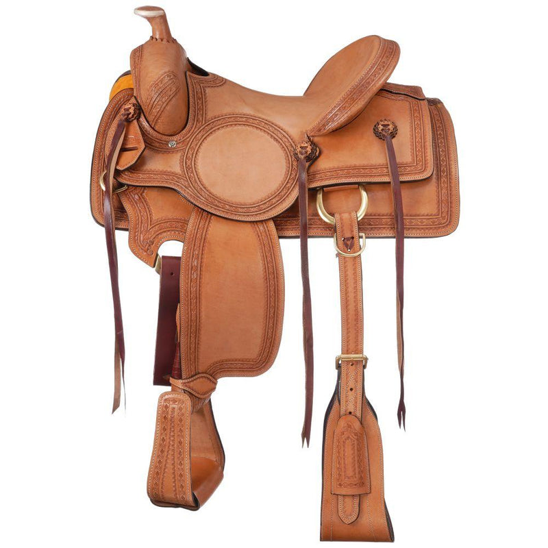 Tough 1 Red Oak Rancher Saddle, Light Oil, 15-Inch Saddles JT International 