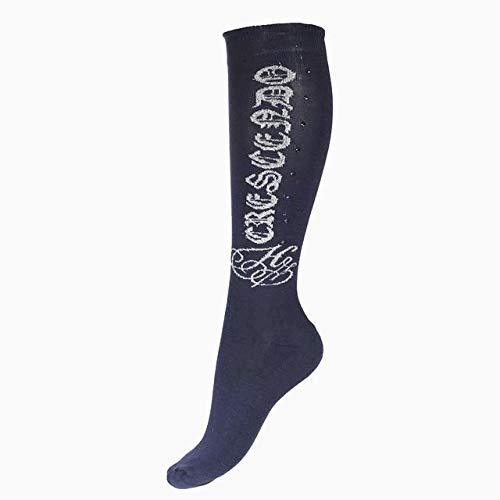 Horze Crescendo Crystal Winter Knee Sock Socks Horze Peacoat Dark Blue 8.5-9.5 