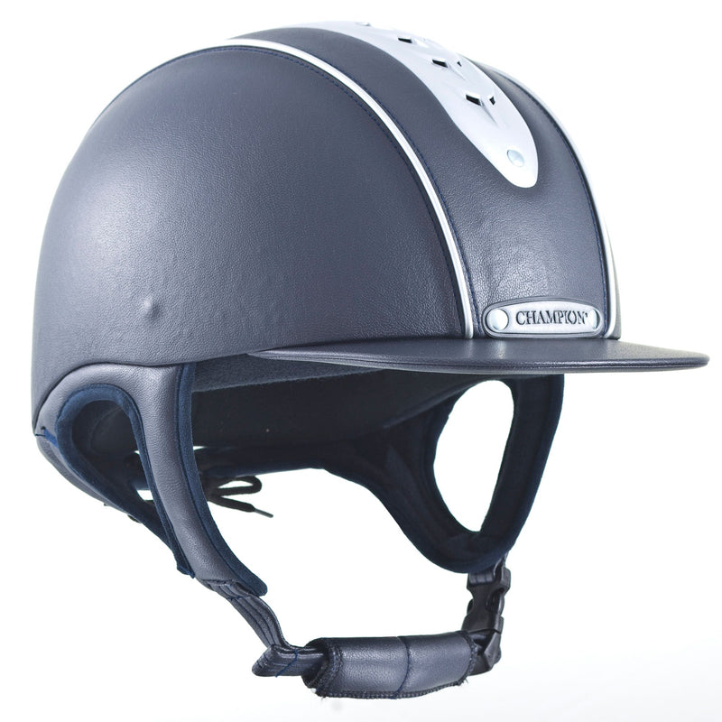 Profile view of Navy Champion Evolution Pearl Helmet