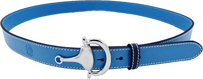 LILO Collections Baby Bosca 1.25" Bit Leather Belt Belts Lilo Belts 28 Blue/Navy/Silver 