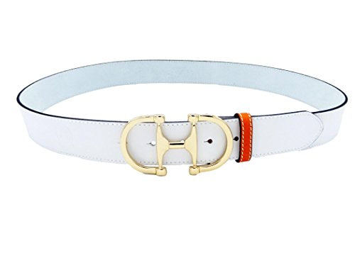 LILO Collections Bilbao Grande 1.5" Bit Leather Belt Belts Lilo Belts 28 White/Orange/Gold 
