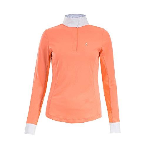 HORZE Blaire Ladies UV Ice Fit Long Sleeve Show Shirt, Red, 10 Long Sleeve English Show Shirts Horze Orange 14 