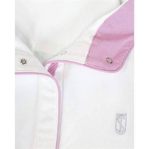 woven cotton wrap collar in White/Pink / White Tredstep Solo Society Ladies Long Sleeve Shirt Tredstep Ireland XL