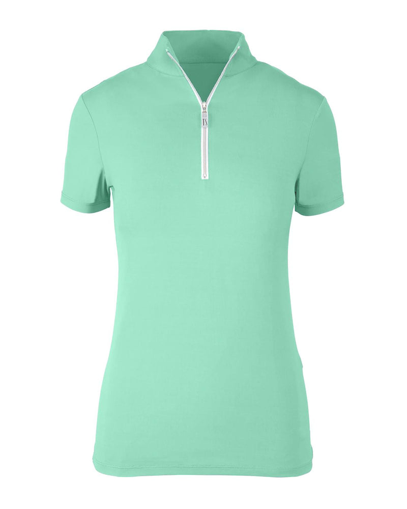 Spearmint/Silver/White Tailored Sportsman Icefil Zip Top Short Sleeve Shirt Technical Shirts