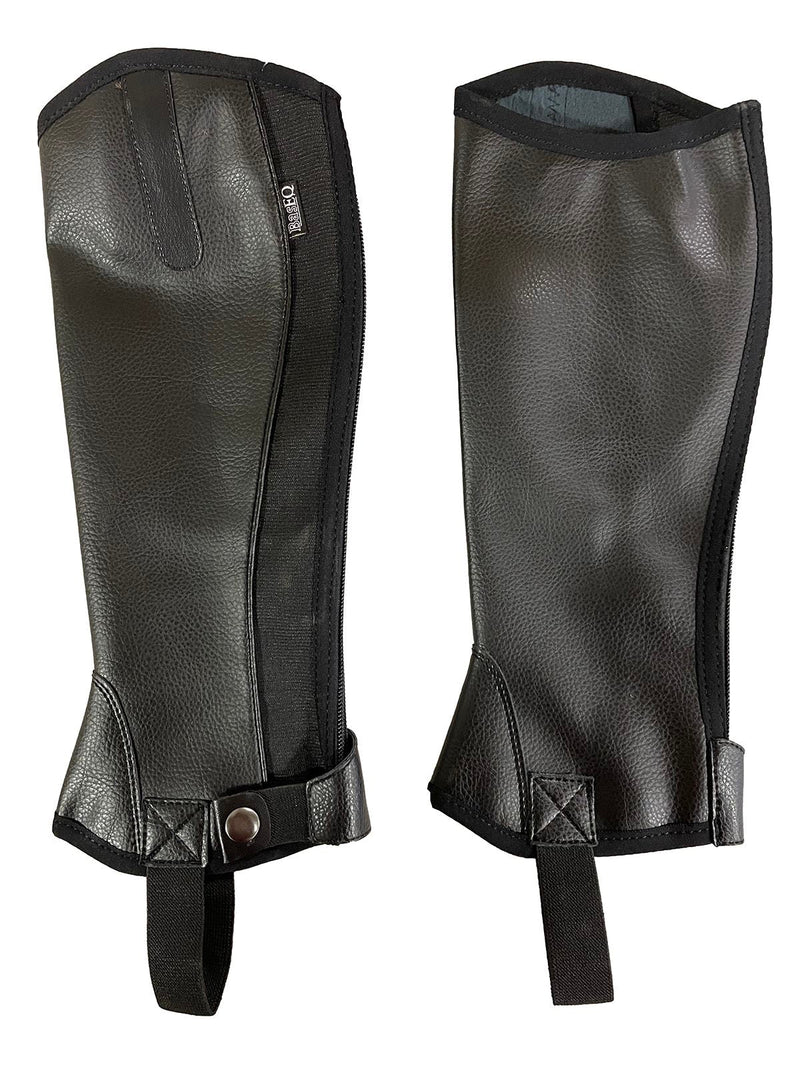 BasEQ Isabella Children’s Synthetic Leather Half Chaps One Stop Equine Shop Black Small