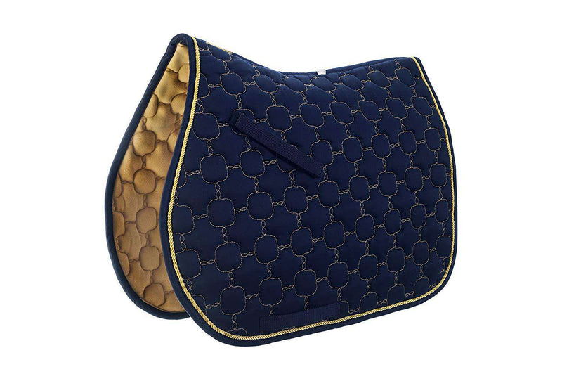 Roma Ecole Noble All Purpose Saddle Pad All Purpose Pads Roma Full Navy/Gold 